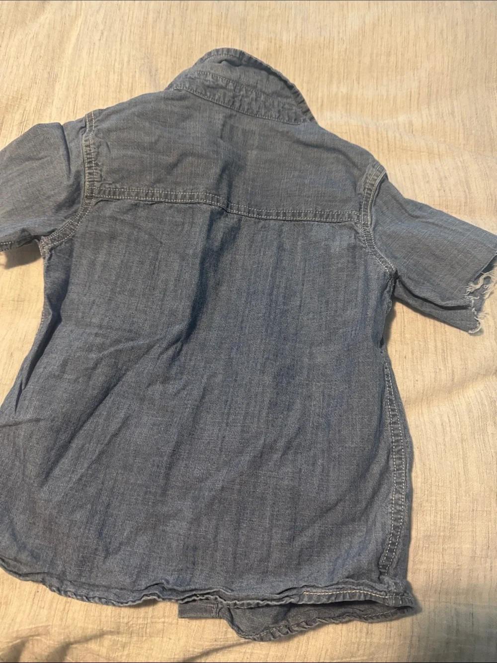 OshKosh B'gosh Short Sleeve Denim-Look Button Down Shirt - Blue